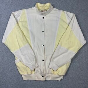 Vintage Westside Connection Colorblock‎ Bomber Jacket Cream Yellow Womens Medium